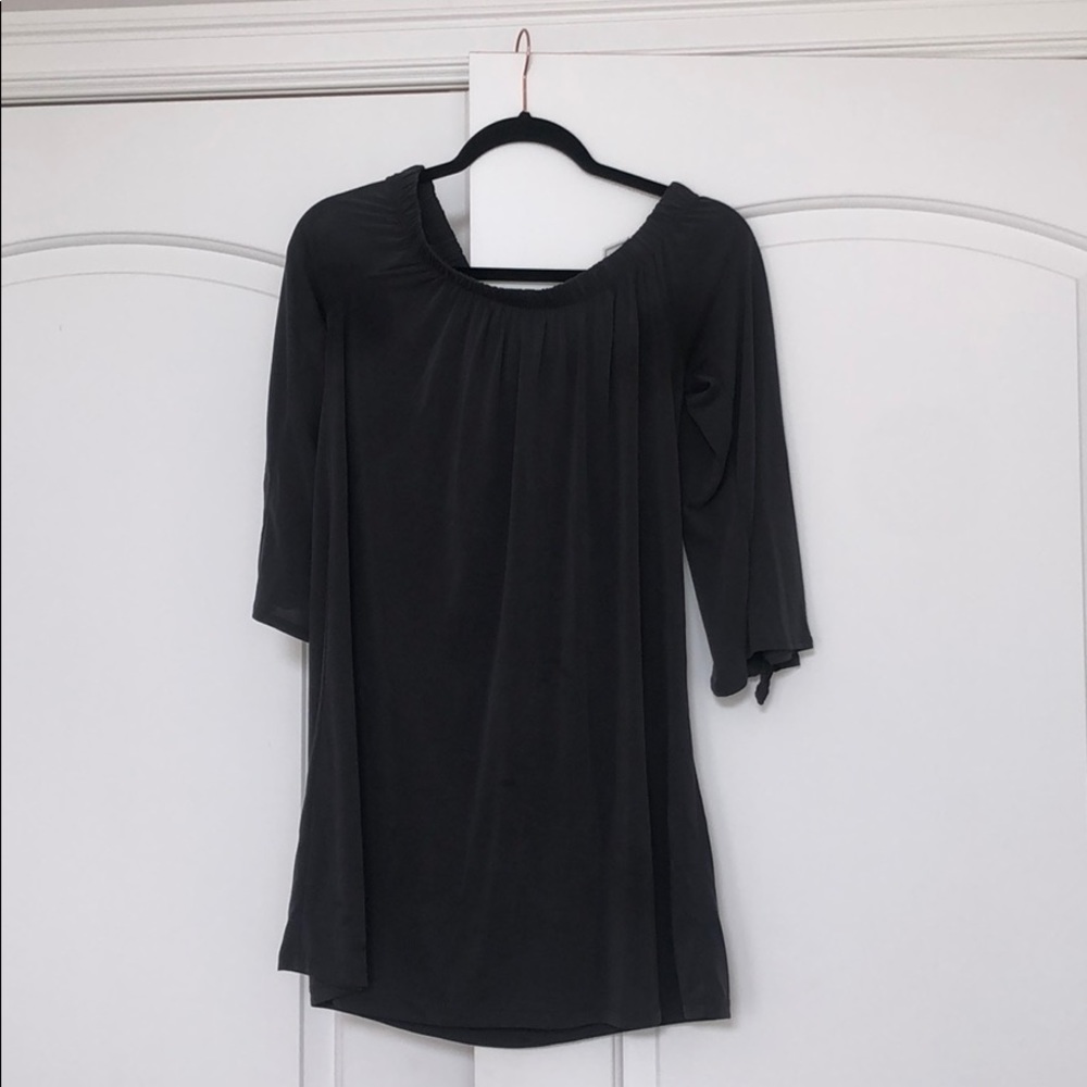 charcoal off the shoulder dress